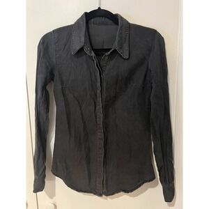 ASOS Design Womens Size US 0 Dark Gray Button Up Shirt Denim Snap